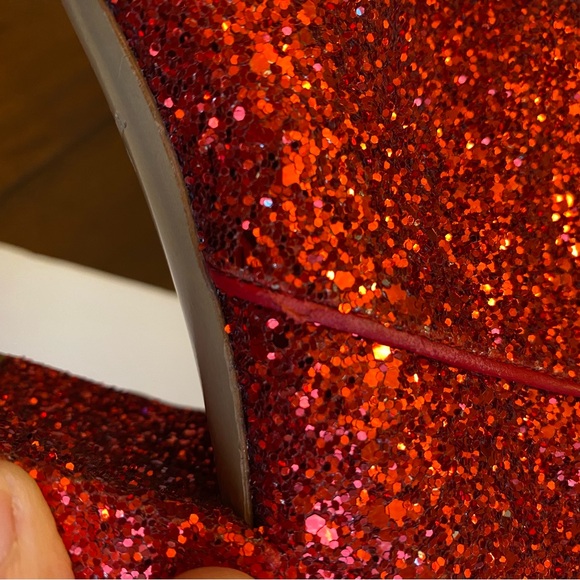 Mansur Gavriel Red Glitter Ankle Boots 35 - Picture 11 of 13